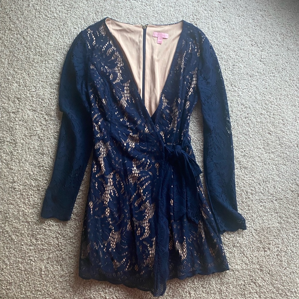 Lilly Pulitzer Navy Lace Wrap Romper